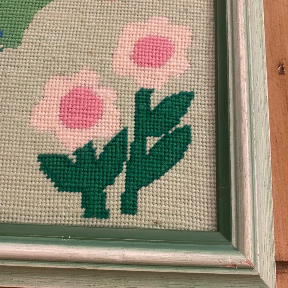 Needlepoint Homemade Framed Jack & Jill 9”x11” wall decor children nursery rhyme - Picture 3 of 14